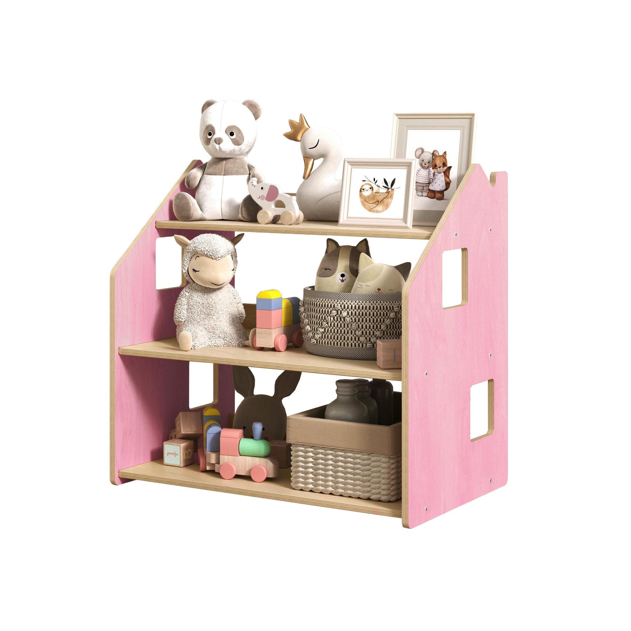 Étagère À Jouets – Bleu Clair & Rose
