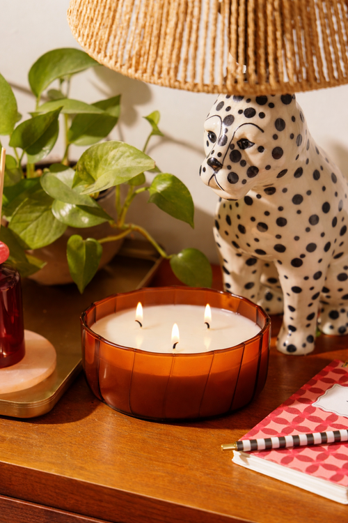 Paddywax - Bougie Verre Ondulée Ripple 340G - Tabac Patchouli