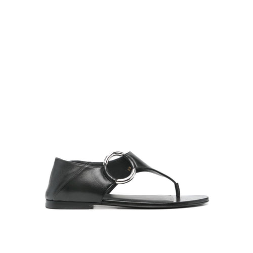 Sandales - Saint Laurent Ring Leather Flat - Black