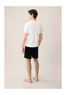 Ensemble Pyjama Haut Et Short En Coton - Noir Et Blanc