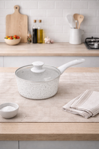 Ø 18 cm Saucepan « Stonewhite » with Lid Handle and White Wood Effect