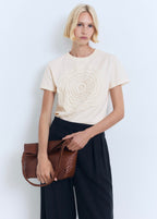 T-Shirt Brodé Fleur En Crochet