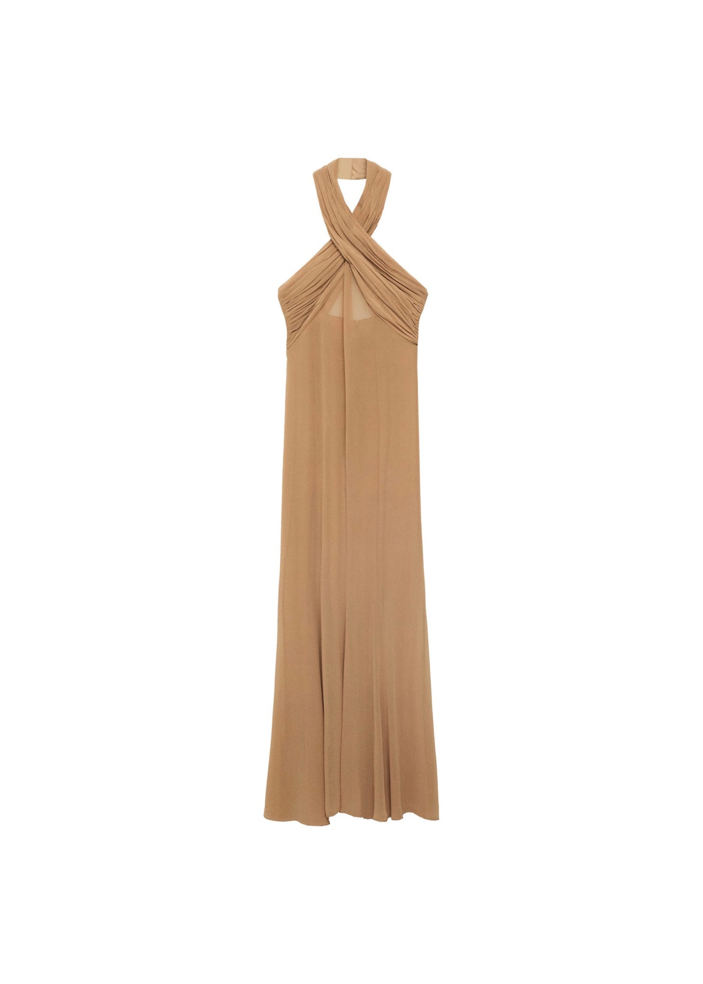 Robe Longue Semi-Transparente Col Croisé