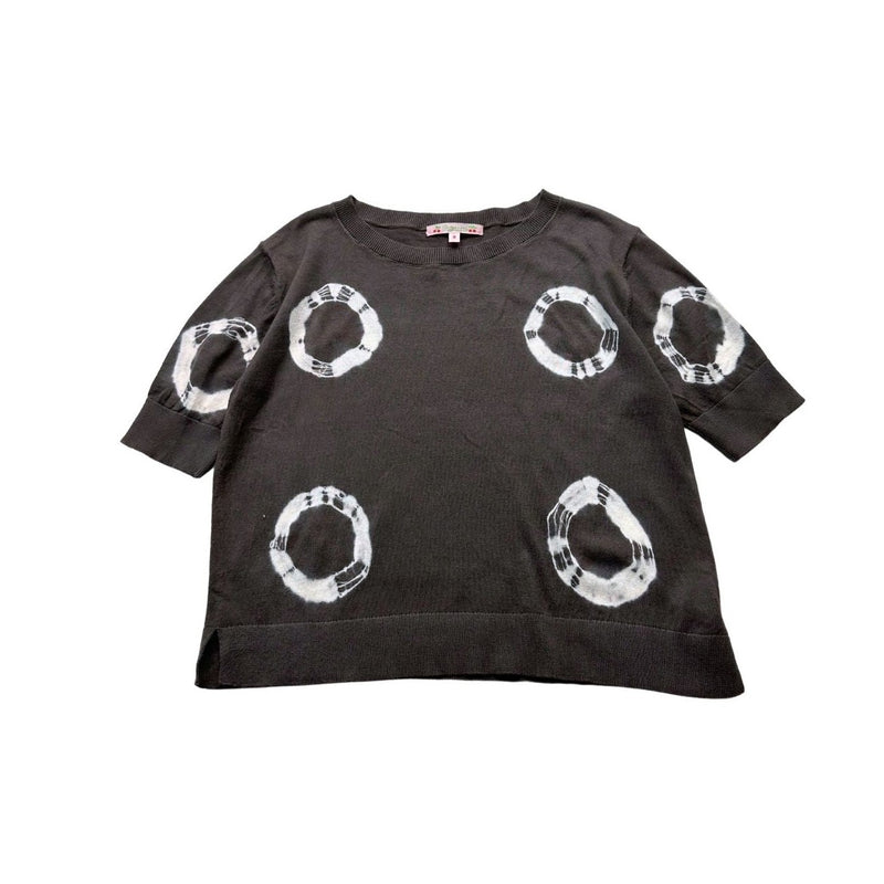 Bonpoint - T-Shirt Marron À Motifs Blanc - 8 Ans