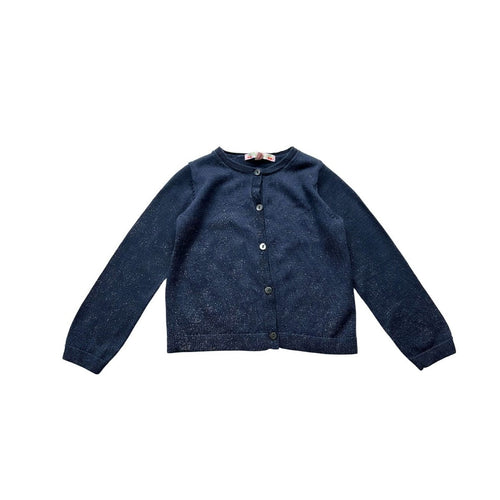 Bonpoint - Cardigan Bleu Marine Et Paillettes En Laine - 2 Ans