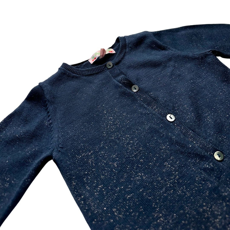 Bonpoint - Cardigan Bleu Marine Et Paillettes En Laine - 2 Ans