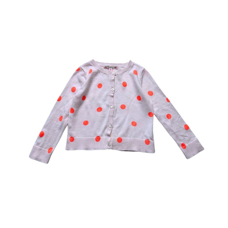 Bonpoint - Cardigan Crème À Pois Roses - 3 Ans