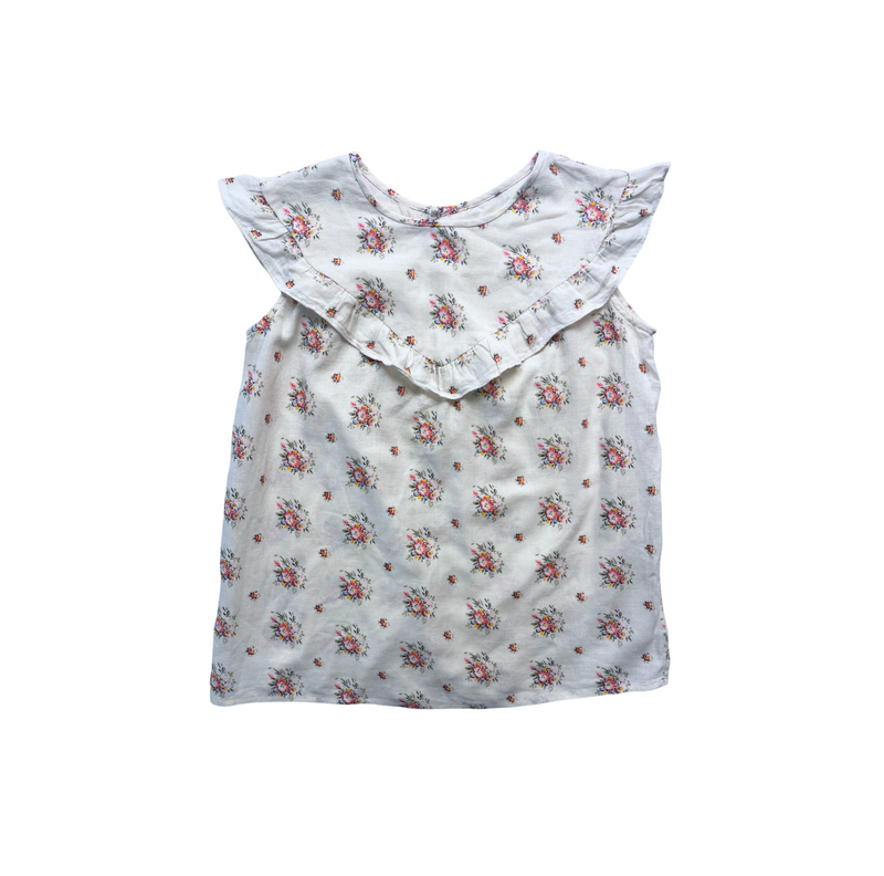 Bonpoint - Top Blanc En Coton À Fleurs - 8 Ans