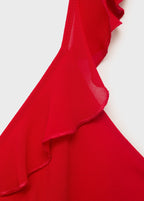 Robe Midi Avec Encolure À Volants