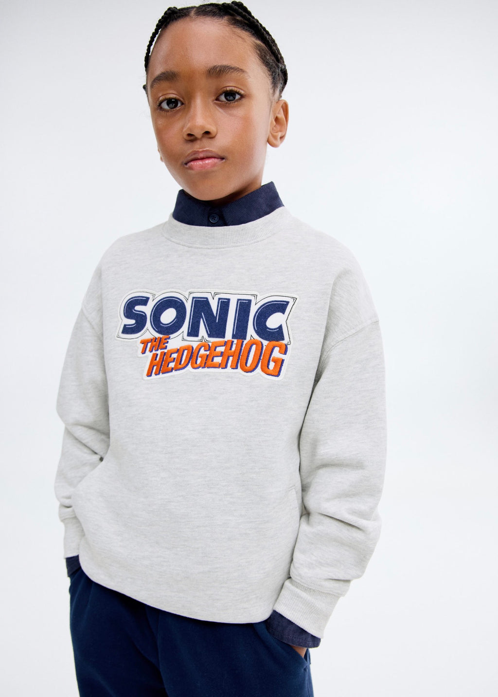 Sweat Sonicthe Gris Moyen Chiné - Garçon