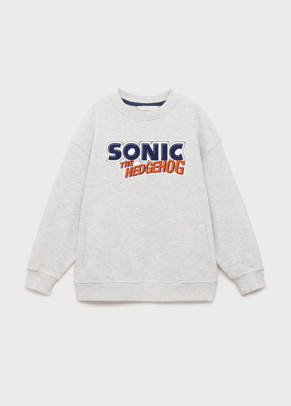Sudadera Sonicthe Gris Medio Jaspeado - Niño