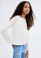 Camiseta con recortes blanco roto - Niña