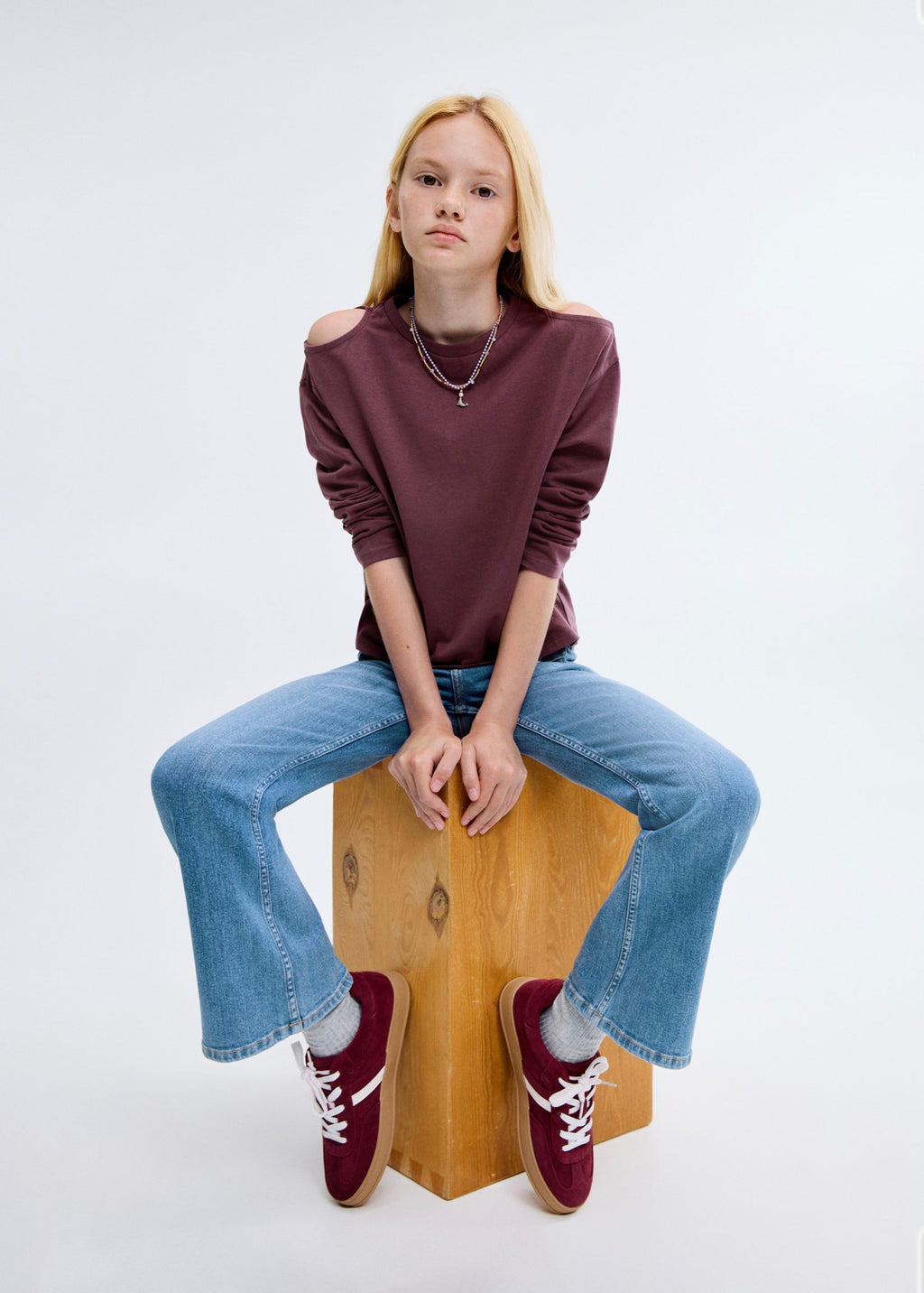 T-Shirt Cutout Bordeaux - Fille