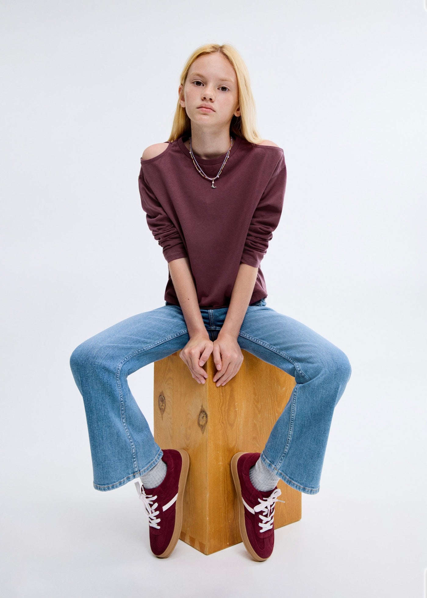 T-Shirt Cutout Bordeaux - Fille