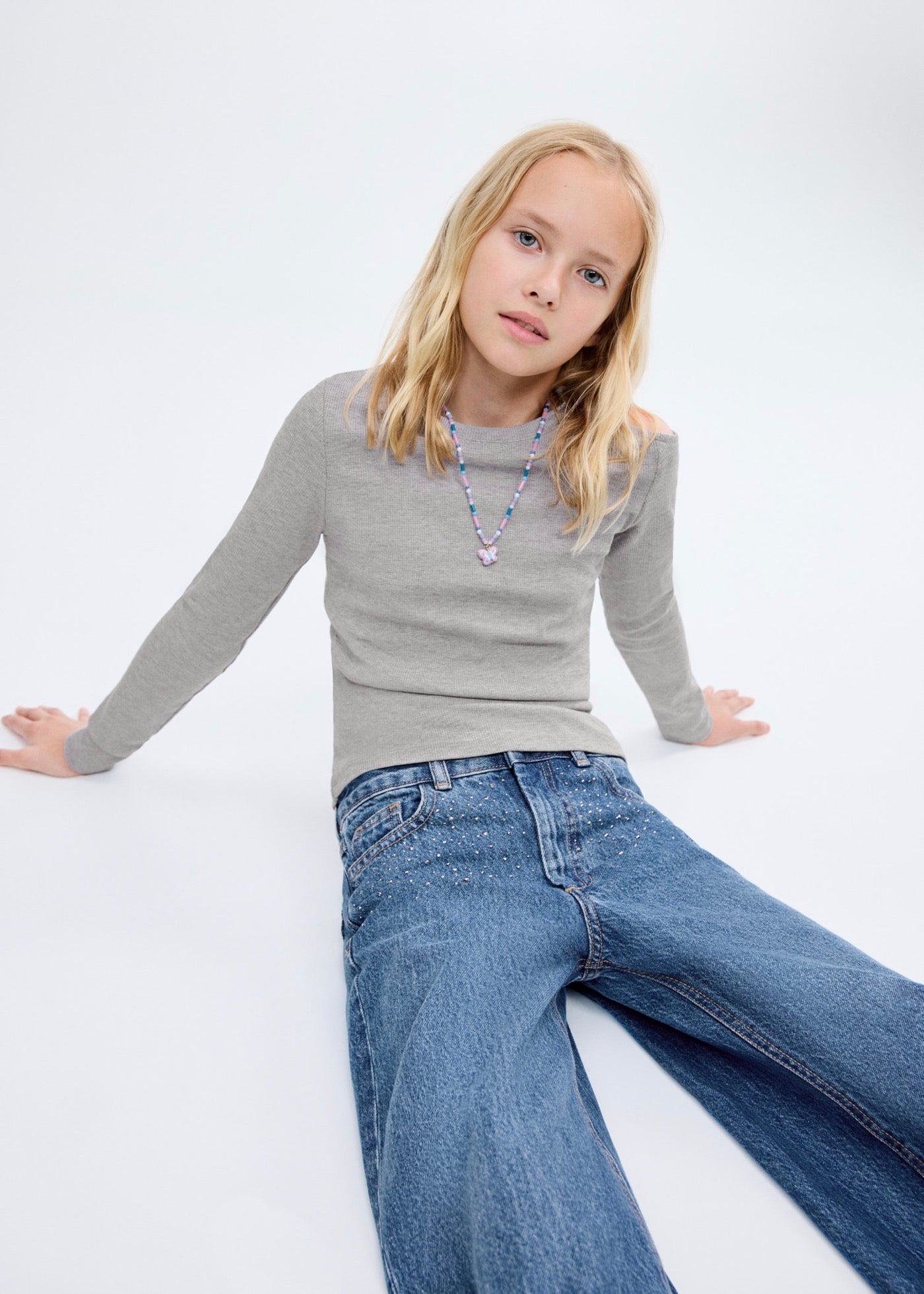 Camiseta Cutl Gris Medio Jaspeado - Niña