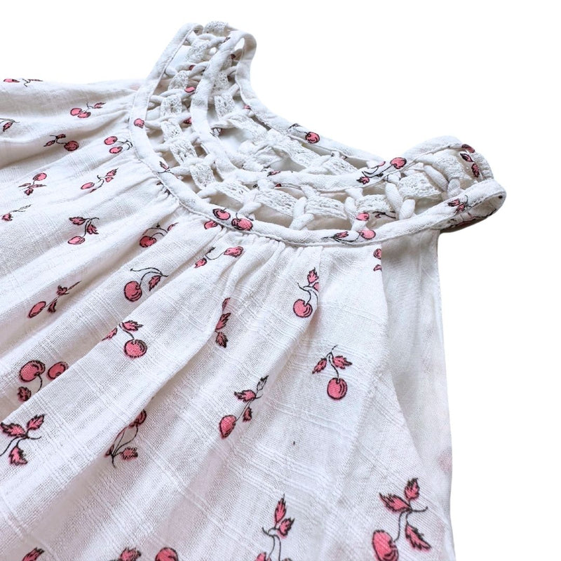 Bonpoint - Robe Longue Blanche À Motifs Cerises - 8 Ans