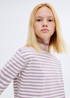 T-Shirt Stripes Violet Clair/Pastel - Fille
