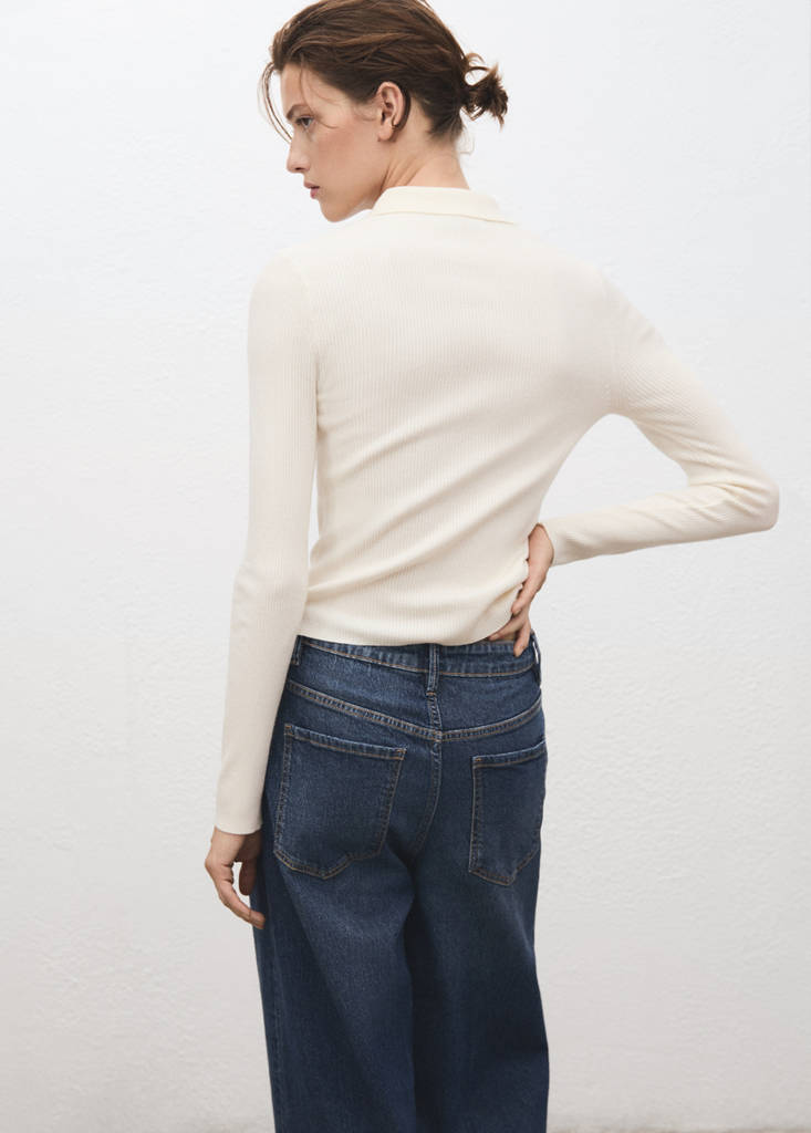 Pull-Over Maille Côtelée Col Polo