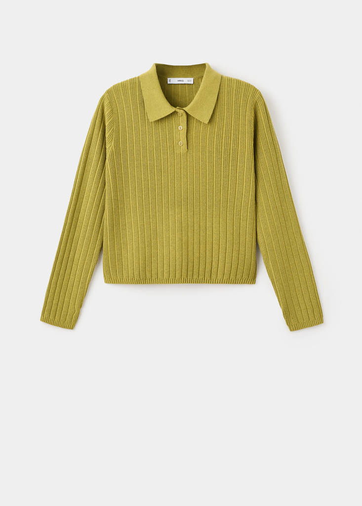 Pull-Over Maille Côtelée Col Polo