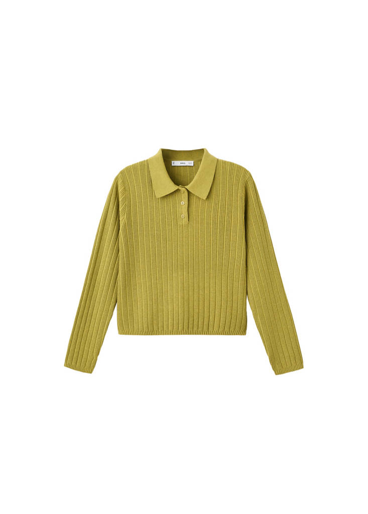 Pull-Over Maille Côtelée Col Polo