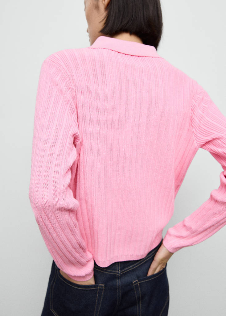 Pull-Over Maille Côtelée Col Polo