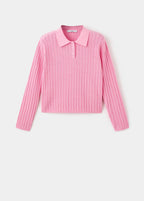 Pull-Over Maille Côtelée Col Polo