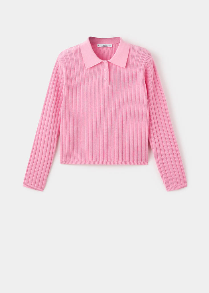 Pull-Over Maille Côtelée Col Polo