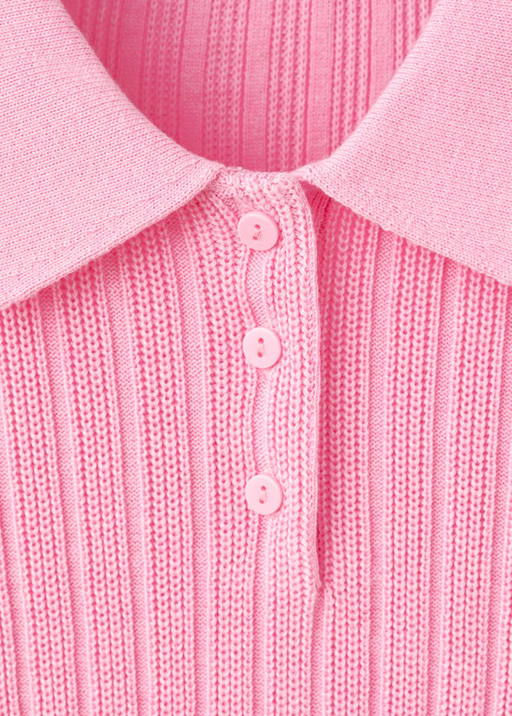 Pull-Over Maille Côtelée Col Polo