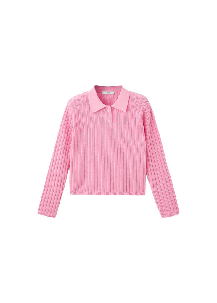 Pull-Over Maille Côtelée Col Polo