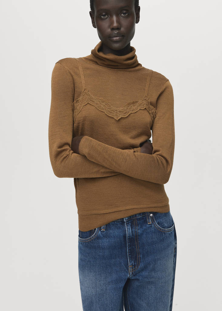 Pull Col Montant En Laine Mélangée