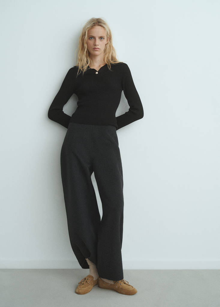 Pull Maille Côtelé Bouton Bijou