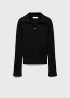 Pull Maille Côtelé Bouton Bijou