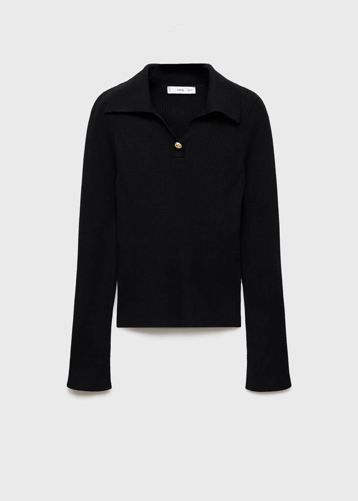 Pull Maille Côtelé Bouton Bijou