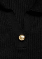 Pull Maille Côtelé Bouton Bijou