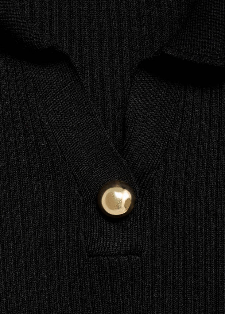 Pull Maille Côtelé Bouton Bijou