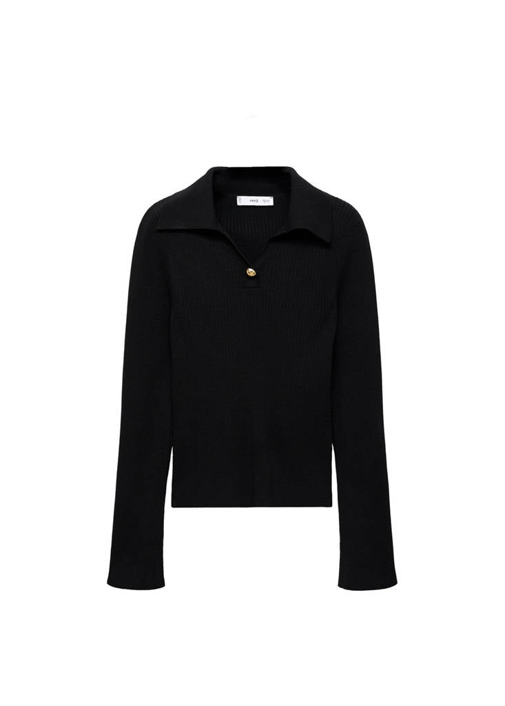 Pull Maille Côtelé Bouton Bijou