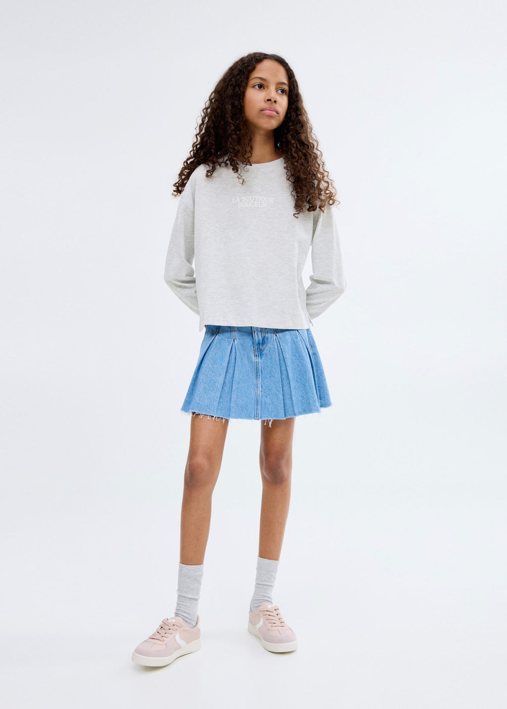 Camiseta Shop Gris Claro Jaspeado - Niña