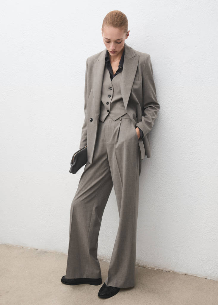 Blazer De Costume En Laine Mélangée Double Boutonnage