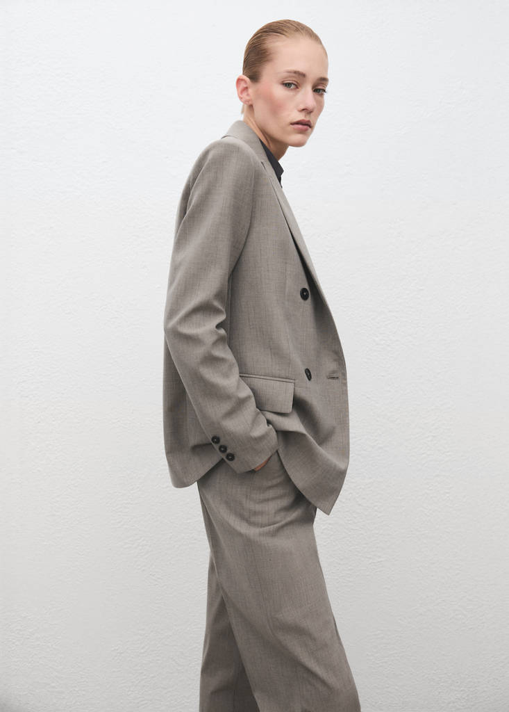 Blazer De Costume En Laine Mélangée Double Boutonnage
