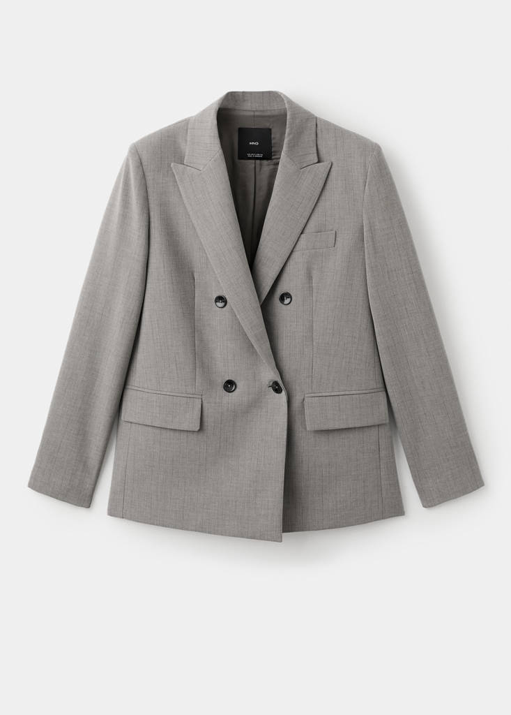 Blazer De Costume En Laine Mélangée Double Boutonnage