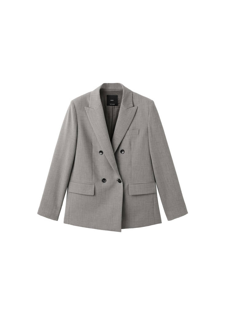 Blazer De Costume En Laine Mélangée Double Boutonnage