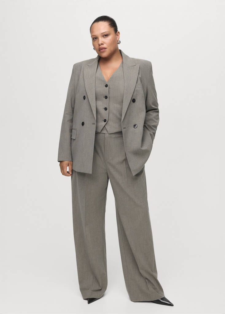 Blazer De Costume En Laine Mélangée Double Boutonnage