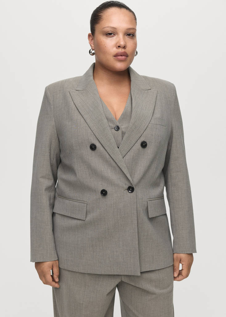 Blazer De Costume En Laine Mélangée Double Boutonnage