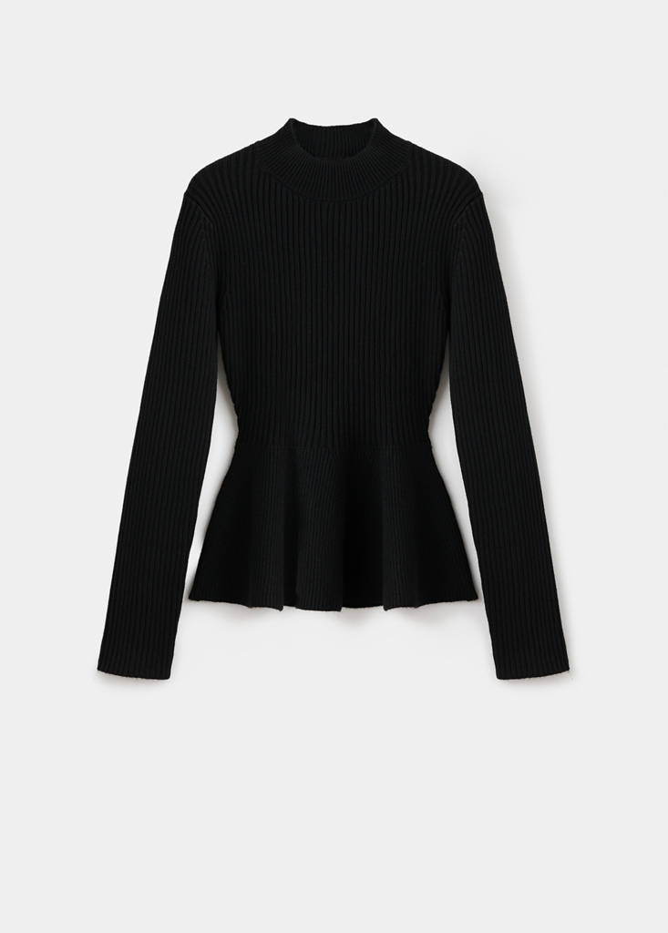 Pull Péplum Maille Côtelée