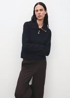 Pull En Maille Côtelée À Col Polo Et Boutons