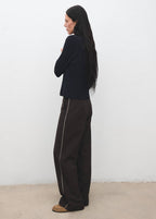 Pull En Maille Côtelée À Col Polo Et Boutons