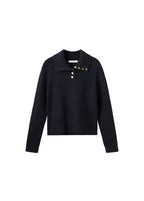 Pull En Maille Côtelée À Col Polo Et Boutons