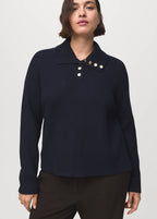 Pull En Maille Côtelée À Col Polo Et Boutons