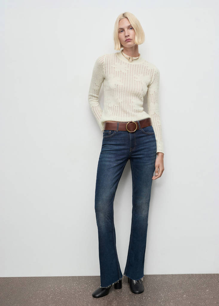 Pull Maille Ajourée À Fleurs