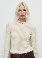 Pull Maille Ajourée À Fleurs